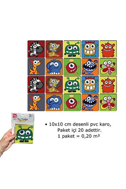 TİNK Kendinden Yapışkanlı Çocuk Desenli Pvc Karo 10x10 Cm 20'li Paket