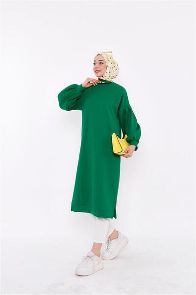 Bwest Hira Balloon Sleeve Midi Length Plain Basic Sweatshirt - 03031.111 - Beneton Green