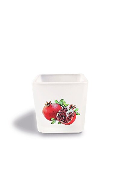 TİNK Dekoratif Buzlu Cam Mumluk Nar Desen 8x8 Cm (2 ADET)