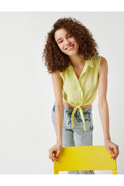 Koton Shirt Collar Undershirt with Waist Tie