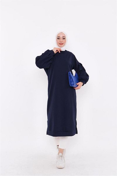 Bwest Hira Balloon Sleeve Midi Size Plain Basic Sweatshirt - 03031.015 - Navy Blue