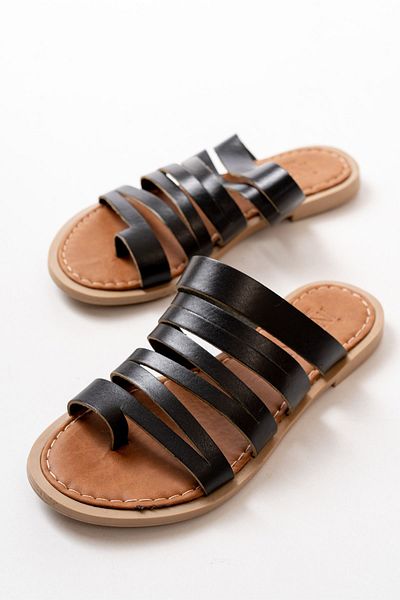 serkanseyyid 169-082 Black Orthopedic Genuine Leather Women's Slippers