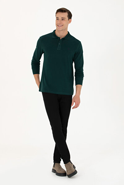 U.S. Polo Assn. Ανδρικό φούτερ σε σκούρο πράσινο χρώμα - Βασικό μοντέλο 50269405 -VR079