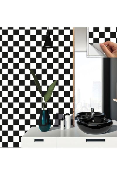 TİNK Kendinden Yapışkanlı Dama Desenli Pvc Karo 30x30 Cm (11 ADET) 1m2