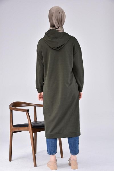 Bwest Long Khaki Sweatshirt - Hooded, Simple Basic Model - 03007.005