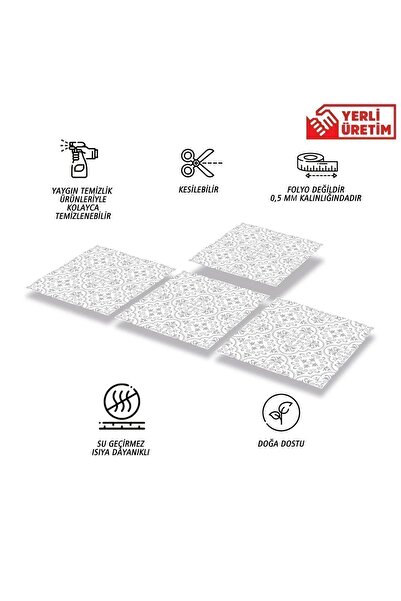 TİNK Kendinden Yapışkanlı Gri Motifli Desenli Pvc Karo 30x30 Cm (11 Adet) 1m2