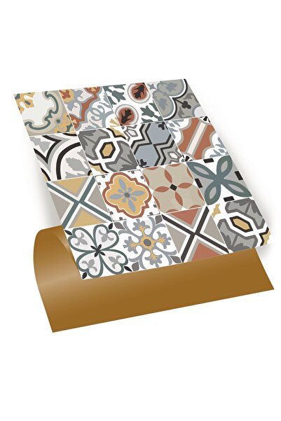TİNK Kendinden Yapışkanlı Renkli Geometrik Desenli Pvc Karo 30x30 Cm (56 Adet...