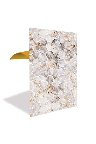 TİNK Kendinden Yapışkanlı Gold Petek Mermer Desenli Pvc Panel 41x62 Cm (12 Ad...