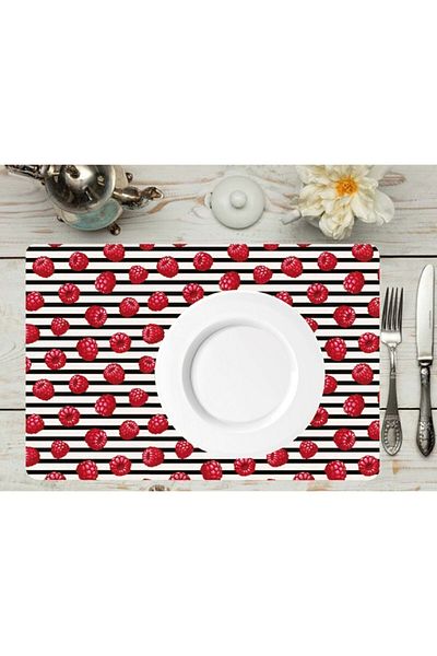 TİNK Raspberry Patterned PVC 4-Piece Placemat 30x45 Cm
