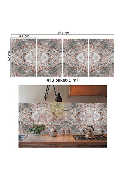 TİNK Kendinden Yapışkanlı Katlı Mermer Desenli Pvc Panel 41x62 Cm (4 Adet) 1 M²