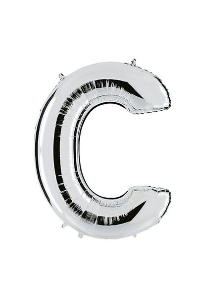 HBK Partidolu Letter C Foil Balloon 100 Cm Silver
