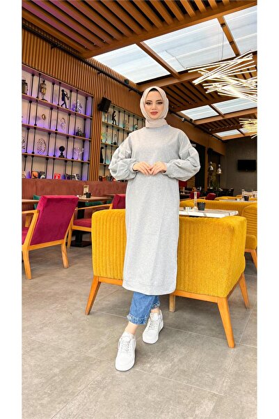 Bwest Hira Balloon Sleeve Midi Size Plain Basic Sweatshirt - 03031.008 - Gray