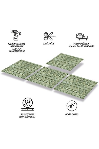TİNK Kendinden Yapışkanlı Seramik Fayans Kaplama Taş Duvar Desenli Pvc Karo 30x30 Cm (4 ADET) 0,36 M2