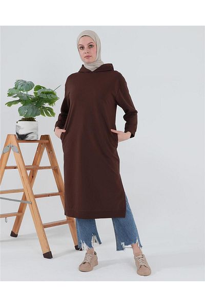 Bwest Long Plain Hooded Atlas Sweatshirt - 03007.020 - Plum