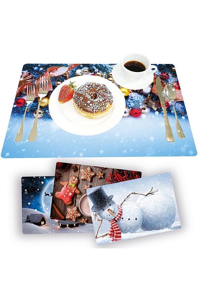 TİNK Christmas Patterned PVC 4-Piece Placemat 30x45 Cm