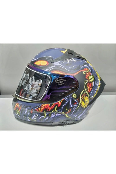 MTS KASK PRO 801 ZOMBİ GÜNEŞ GÖZLÜKLÜ ORANGE/BLUE