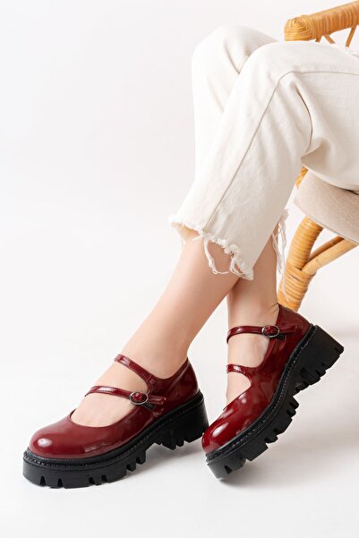 infon shoes creation 868-756 Бордовий шкіряний щоденний лофер на високій підошві