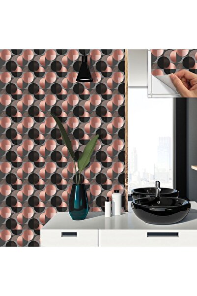 TİNK Kendinden Yapışkanlı Koyu Yuvarlak Desenli Pvc Karo 30x30 Cm (4 ADET) 0,36 M²