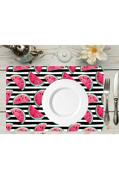 TİNK Watermelon Patterned PVC 4-Piece Placemat 30x45 Cm