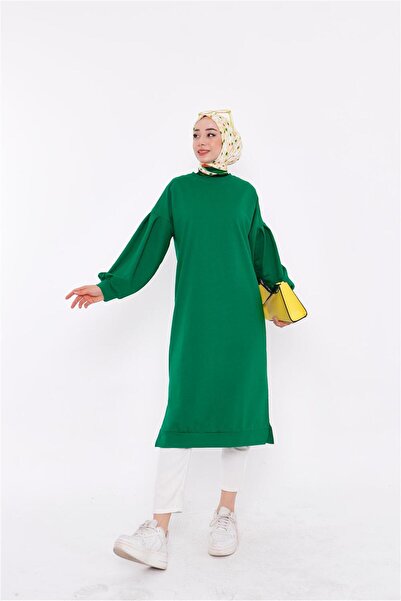 Bwest Hira Balloon Sleeve Midi Length Plain Basic Sweatshirt - 03031.111 - Beneton Green