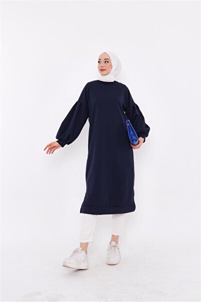 Bwest Hira Balloon Sleeve Midi Size Plain Basic Sweatshirt - 03031.015 - Navy Blue