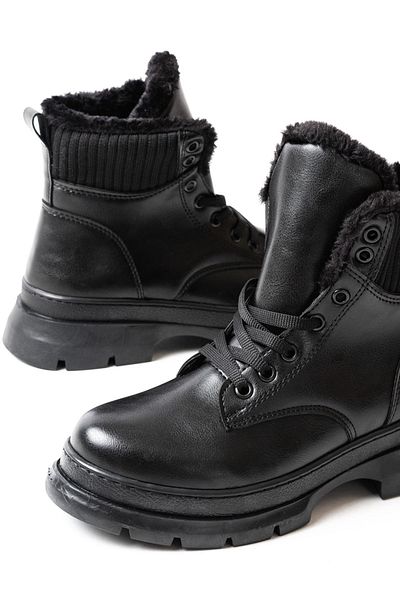 Moda Asmira Asm-080 Black Lace-Up Daily Women's Boots