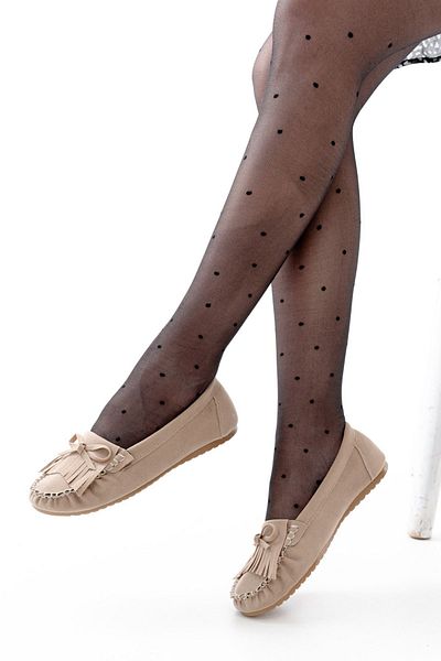 Moda Asmira Ps-100 Beige Suede Tasseled Daily Women's Ballerinas