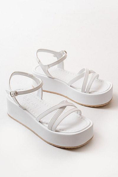 İNFON İnfon 861-1016 White Wedge Women's Sandals