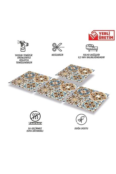 TİNK Kendinden Yapışkanlı Banyo Mutfak Kaplama Fas 010 Desenli Pvc Karo 30x30 Cm (4 ADET) 0,36 M2