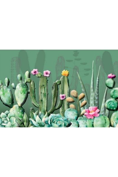 TİNK Cactus Patterned PVC 4-Piece Placemat 30x45 Cm