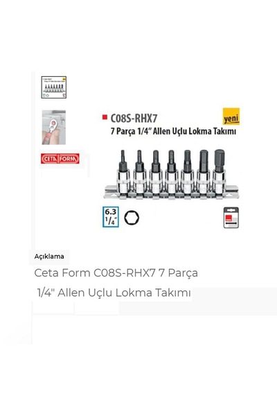CETA FORM C08S-Rhx7 - 7 Piece 1/4" Allen End Socket Set