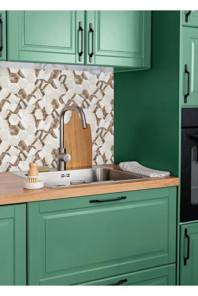 TİNK Kendinden Yapışkanlı Kahverengi Petek Mermer Desenli Pvc Panel 41x62 Cm (4 Adet) 1 M²