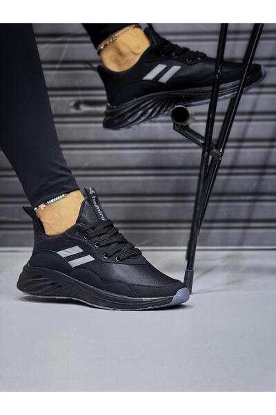 homiro Pantofi sport negri pentru femei - cu șireturi