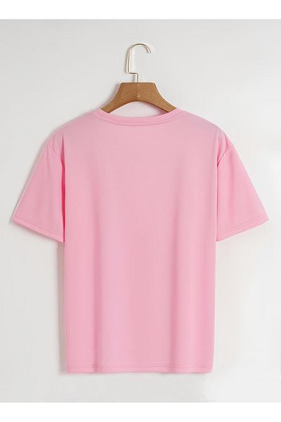 SOFTWAY Μπλουζάκι με λαιμόκοψη ροζ Unisex Oversize