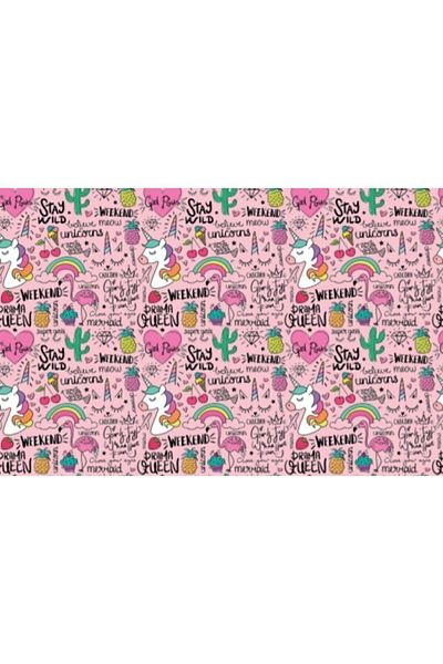 TİNK Unicorn Patterned PVC 4-Piece Placemat 30x45 Cm