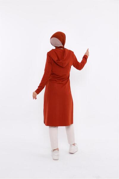 Bwest Eflin Collar Tied Hooded Long Sweatshirt - 03030.030 - Tile