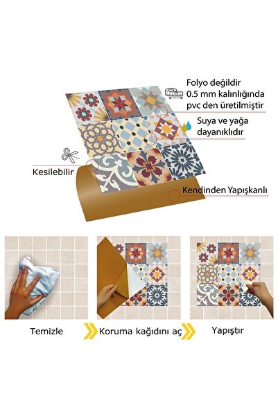 TİNK Kendinden Yapışkanlı Karma Agora Desenli Pvc Karo 30x30 Cm (4 ADET) 0,36 M2