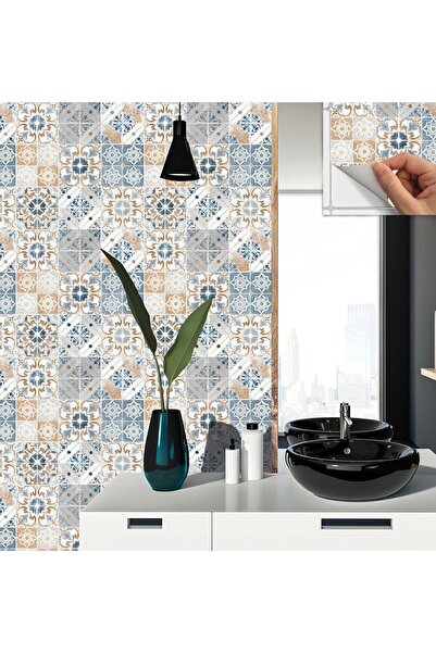 TİNK Kendinden Yapışkanlı Mavi Fas 4 Desenli Pvc Karo 30x30 Cm (11 ADET) 1m2