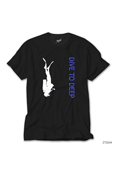 WAKHA Tricou Dalgış Dive în negru intens