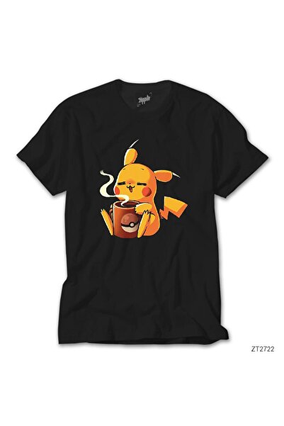 WAKHA Tricou negru Pikachu Coffee