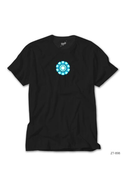 WAKHA Iron Man Arc Reactor Circled Siyah Tişört