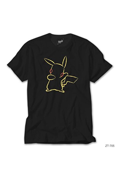 WAKHA Tricou negru Pokemon Pikachu Line