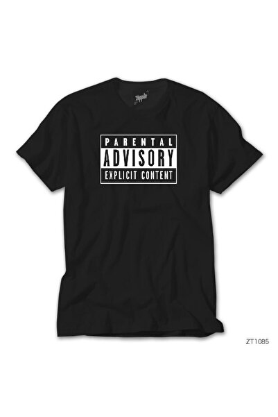 WAKHA Tricou negru negru Parental Advisory