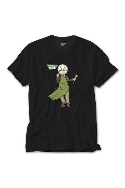 WAKHA تي شيرت Hataraku Maou Sama Shirou Ashiya باللون الأسود