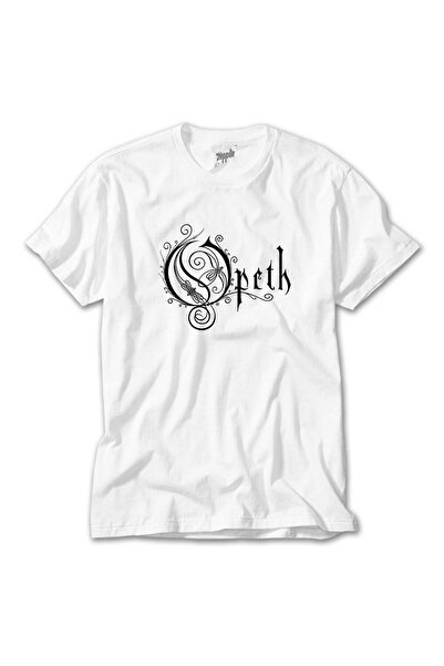 Lunas Glow Tricou alb Opeth Logo Classic 2