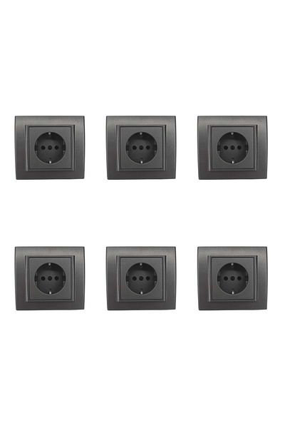 OVİVO Ovivo Grounded Socket + Frame Smoked 6 Pieces