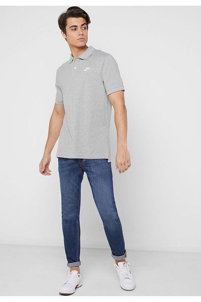 Nike Μπλουζάκι Polo Standard Fit Βαμβακερό Γκρι