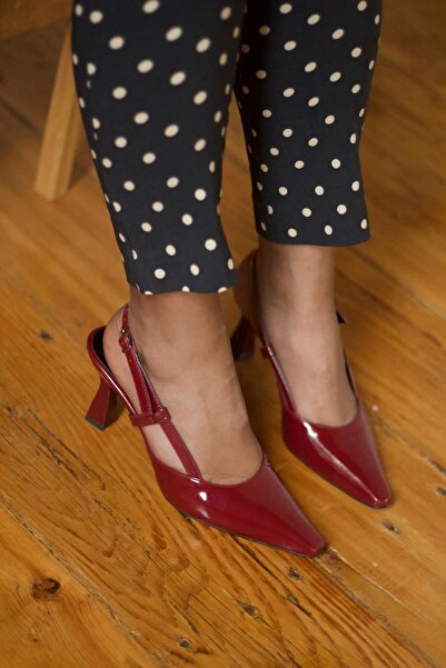 Mida Shoes Bordo Rugan Kadın Topuklu Ayakkabı
