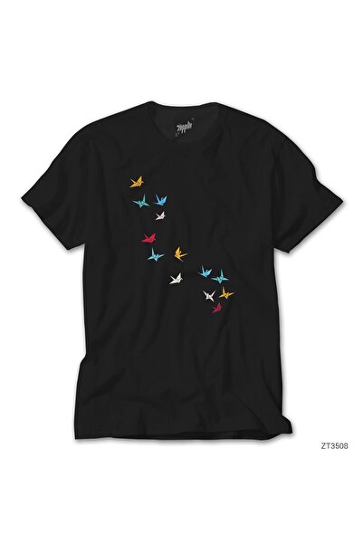 WAKHA Ιπτάμενα Χαρτιά ως Πουλιά Μαύρο Μπλουζάκι