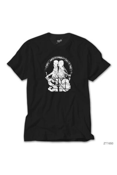 WAKHA Sword Art Online Κλασικό Μαύρο Γυναικείο Μπλουζάκι Μέγεθος XS